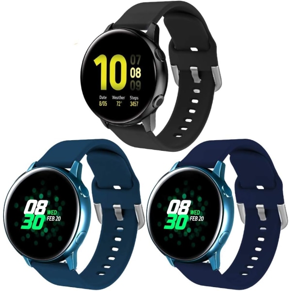 Silikone rem kompatibel med Samsung Galaxy Watch 3 41 mm rem / Aktiv 40 mm rem / Active 2 rem / Galaxy Watch 42 mm rem, Dame Mænd Soft Silico