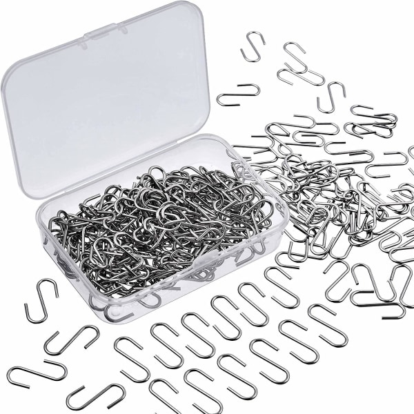 Ppiao 150 stycken Mini S Krokar Anslutningar Metall S Shape Krokhängare med gör-det-själv Hantverk Förvaringslåda Hängande smycken, nyckelringar och etiketter