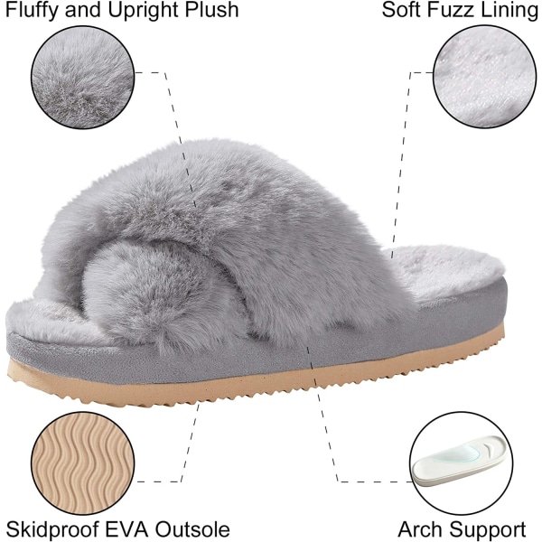 Soft and lightweight plush indoor and outdoor slippers for women