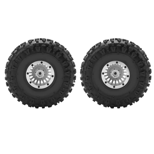 2-pack RC Bil Aluminiumlegering Däck Stark Dämpning Gummihjul Silver