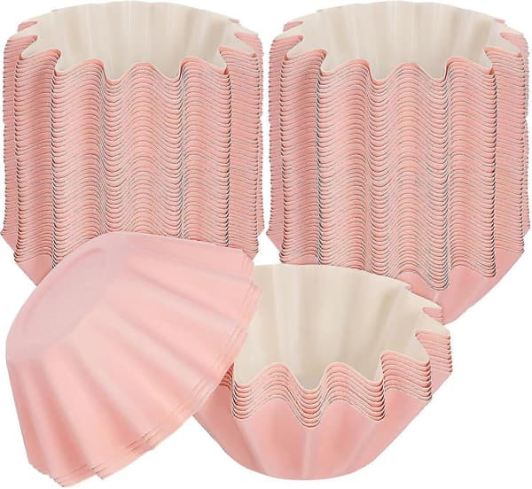 Papir Dessertkopper Robuste Muffinsforme 100 stk. med Bølget Kant Pink til Begivenheder og Fester