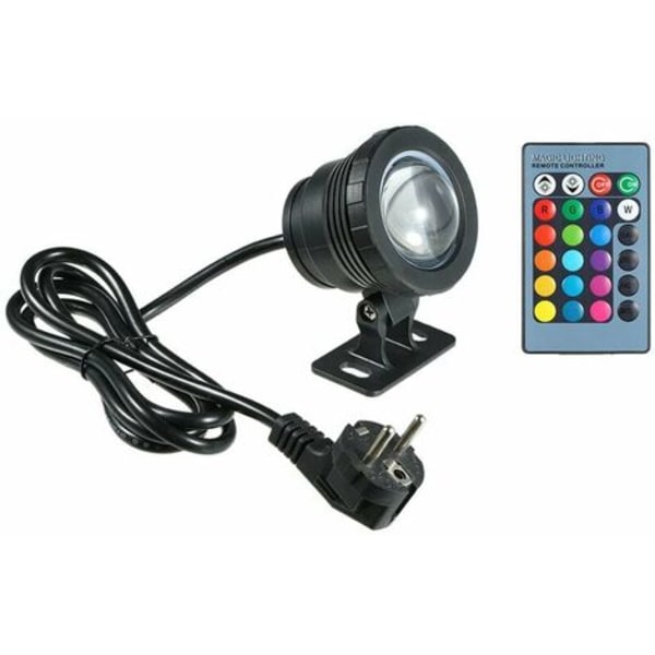 AC85-265V 20W (faktisk effekt er 10W)​RGB LED undervandslys med fjernbetjening Sort europæisk standard