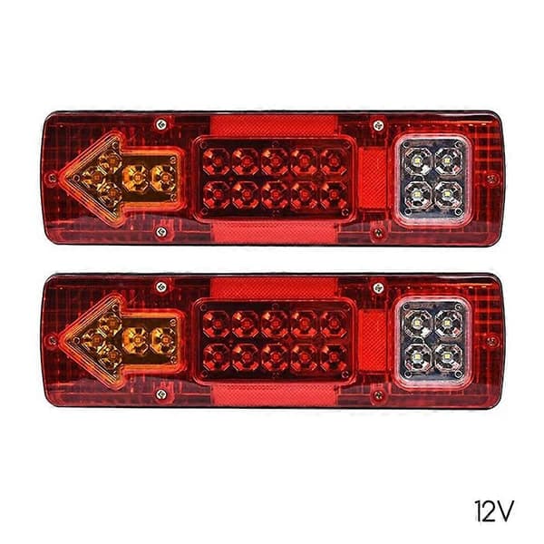 Bilsläp Lastbil Bakljus Enkel Installation Rektangulära LED-bakljus Bildel Red 2pcs 12V