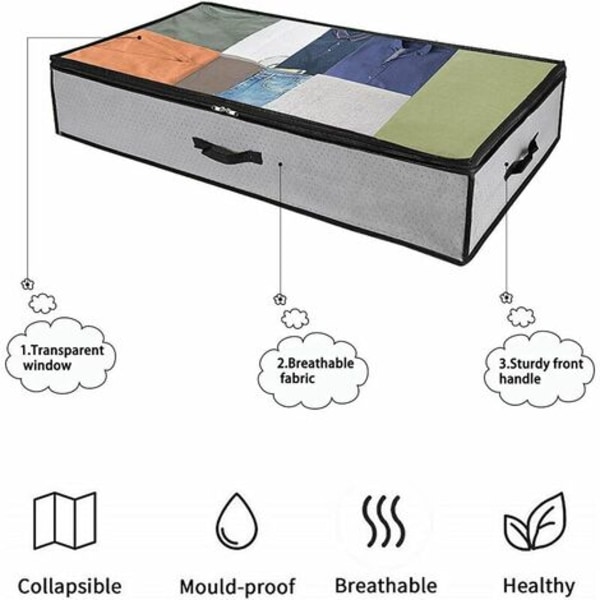 Underseng Opbevaringstaske Sæt med 3, Stor sammenfoldelig ikke-vævet Underseng Opbevaring, Opbevaringsposer til dyner Dyner Tæpper Pude