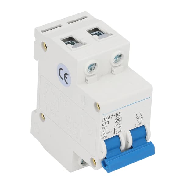 2P Strømafbryder Pa66 Kortslutningsbeskyttelse DIN-skinne Montering 400V 63A Brydeevne 4500A 6000A Universal