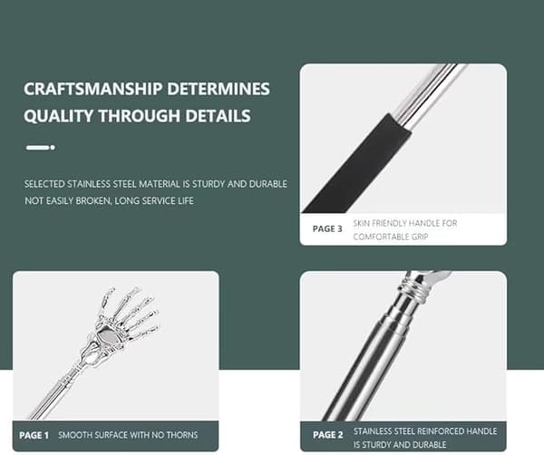 Back Scratcher, Extendable Back Scratcher, Telescopic Stainless Steel Back Scratcher, Portable Extendable Back Scratcher