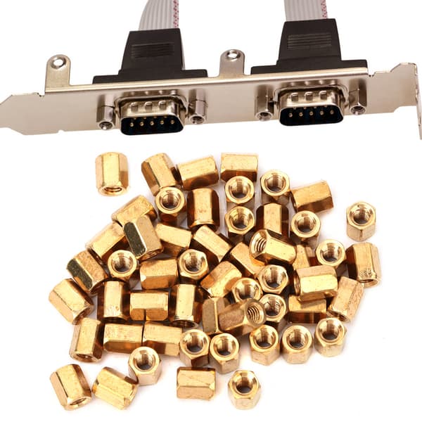 50 st Mässing M3 6mm Ihålig Dubbel Pass PCB Hex Standoff Distans