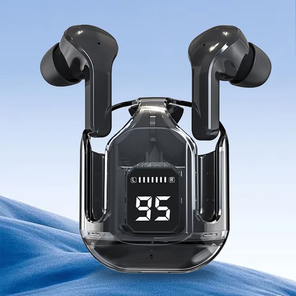 Trådløse Bluetooth-ørepropper Transparent Støyreduserende HiFi Stereo Berøringskontroll Svart