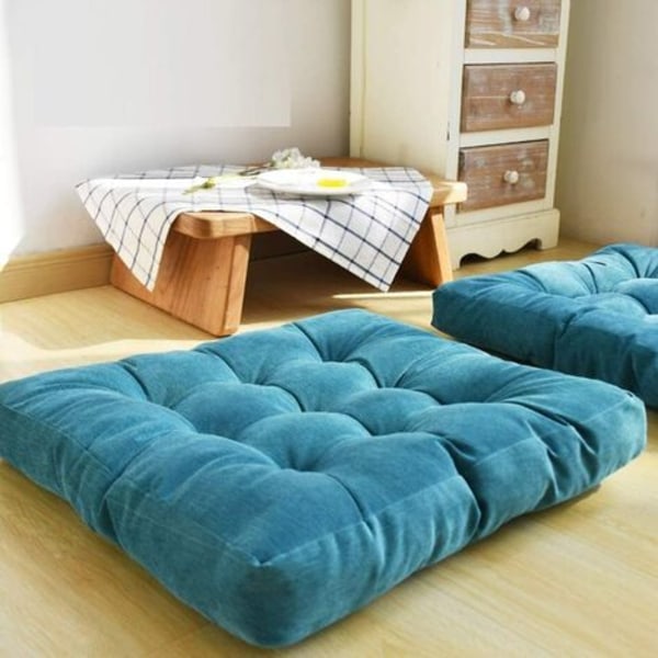 Floor Pillow, Square Tufted Seat Cushion Thicken Corduroy Meditation Pillow Tatami Floor Cushion for Yoga Living Room Ba