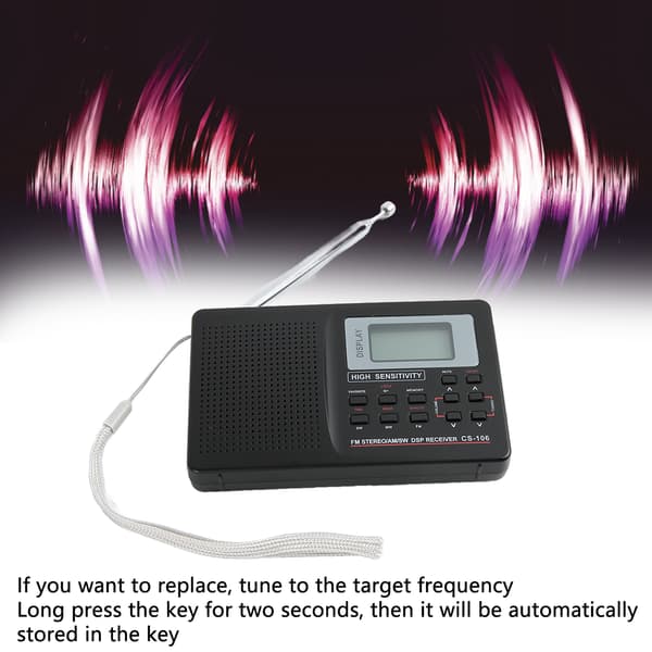 Bärbar Digital Fullbandsradio med Väckarklocka