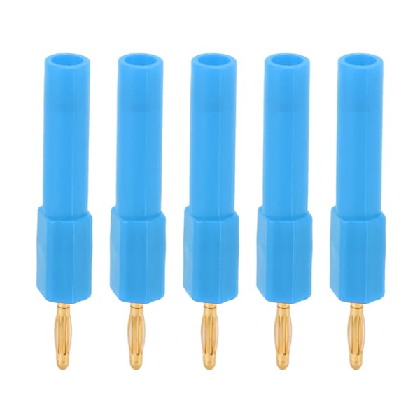 5 stk. bananplugg 2 mm til 4 mm konvertering Sterk tilkobling God ledningsevne Blå