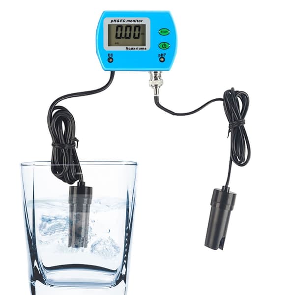 Professionel 2-i-1 PH EC-måler Multifunktionel Vandkvalitetsmonitor til Akvarium 220V EU-stik