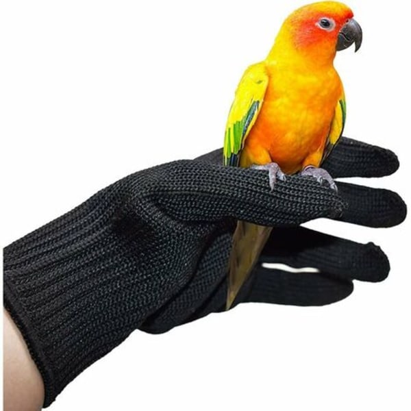 Parrot Anti-Bite Handsker Dyrepolstring Ridsefuglehåndteringshandsker Anti-Bite Træningshandsker af ståltråd Et par (sort)