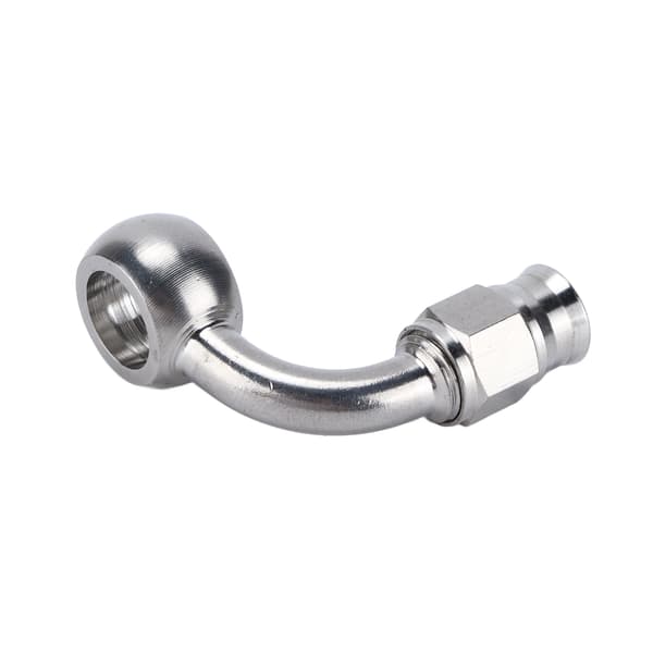AN 3 Banjo Øje Bremse Slange Fitting Rustfrit Stål 90 Graders Adapter Biltilbehør