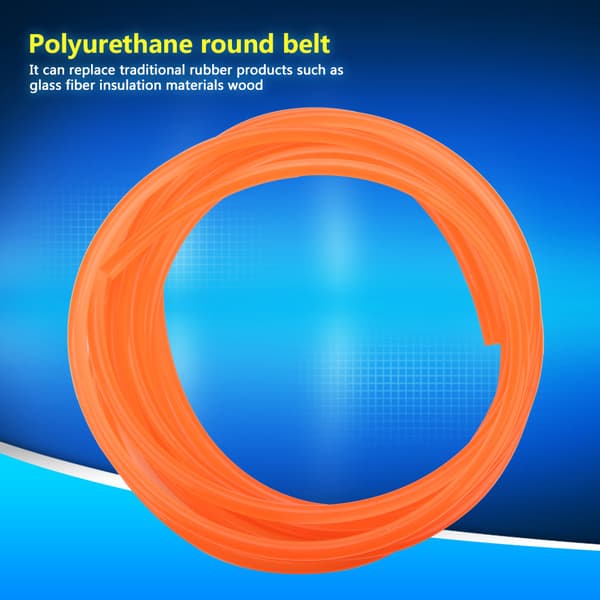 Orange glat overflade PU polyurethan rundrem til drivtransmission (8mm*5m)