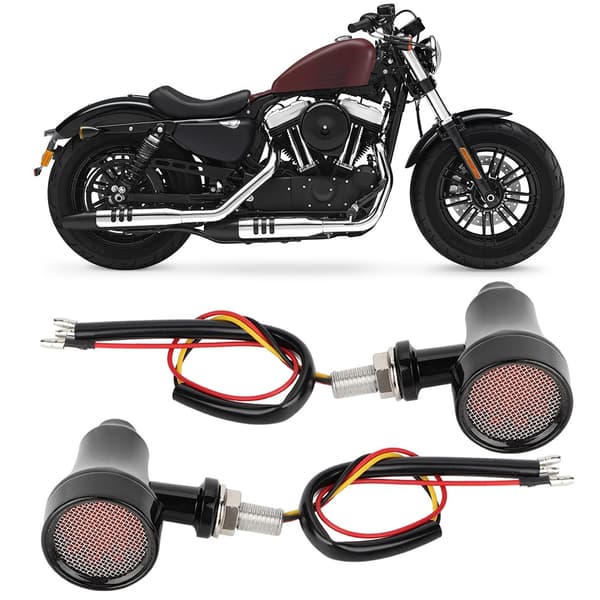 Metal Skal Retro Gitter Motorcykel Blinklys LED Bremselys Flash Lampe (Sort)