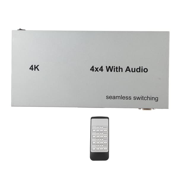 HD Multimedia Interface Switch 4 ind 4 ud 4K 30Hz Video Switcher Splitter Audio Extractor til PC Projektor 100-240V EU Stik