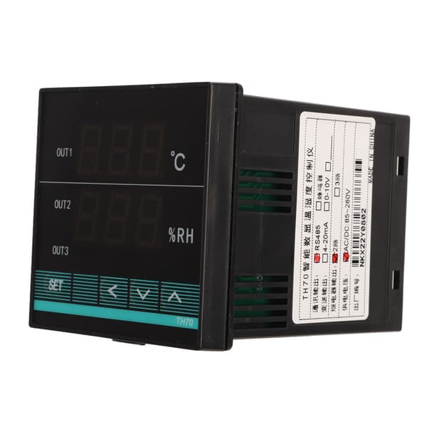 Dubbel Display Digital Temperaturregulator Luftfuktighetstermostat med Alarmfunktion