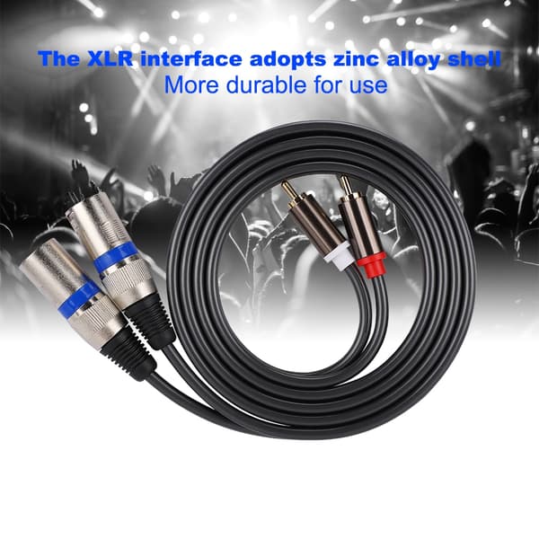 1,5 m RCA han til XLR han lydadapterkabel patchledning dobbelt række PVC-ledning