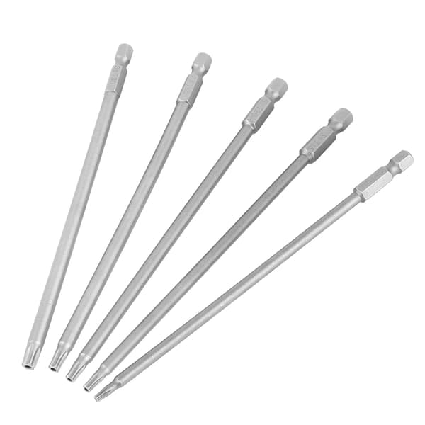 BST 5 st Magnetiska Säkerhets Torx Skruvmejsel Bits Set, 1/4\" Hex Skaft, T10-T30