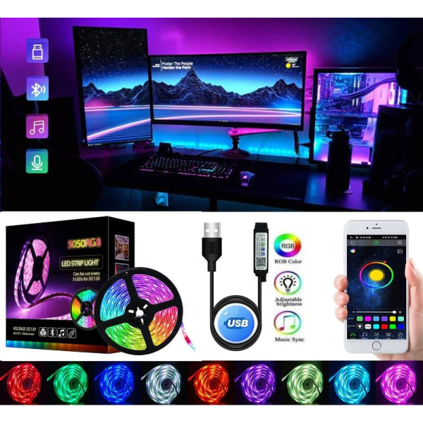 Flexibel 5m RGB Ljusslinga / LED-list / LED-Strip Bluetooth APP 5M