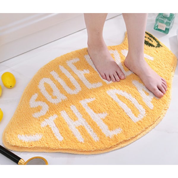 Sitruunamuotoinen kylpyhuoneen sisäänkäynnin imukykyinen liukumaton matto 46 * 76 cm,