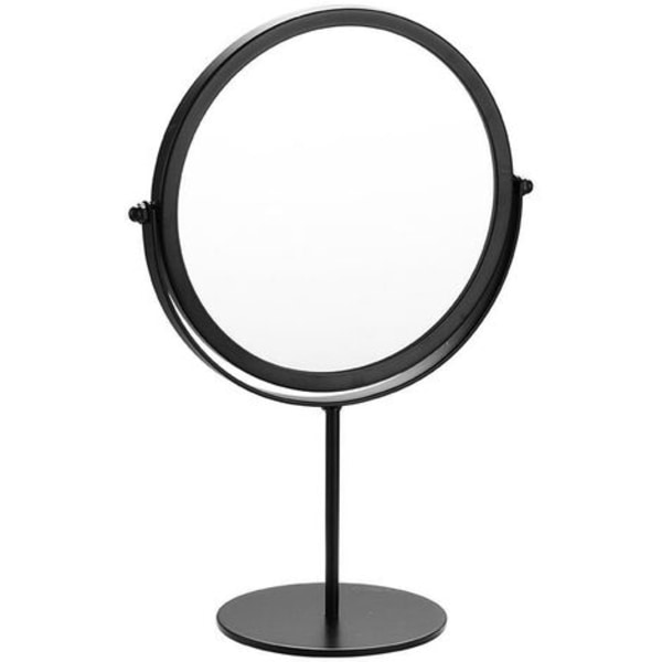 Tvåsidig vridbar sminkspegel, dubbelsidig sminkspegel med stativ, svart