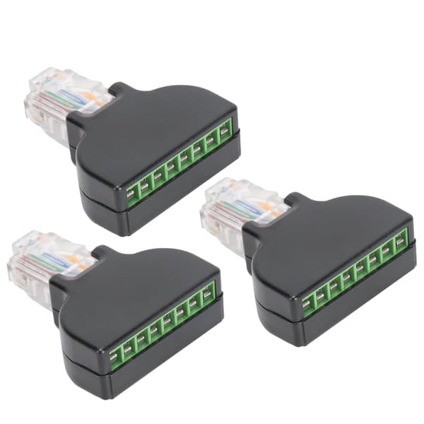 3 sett RJ45 hann til 8-pinners skruklem-kontaktadapterplugg Jack AV Digital