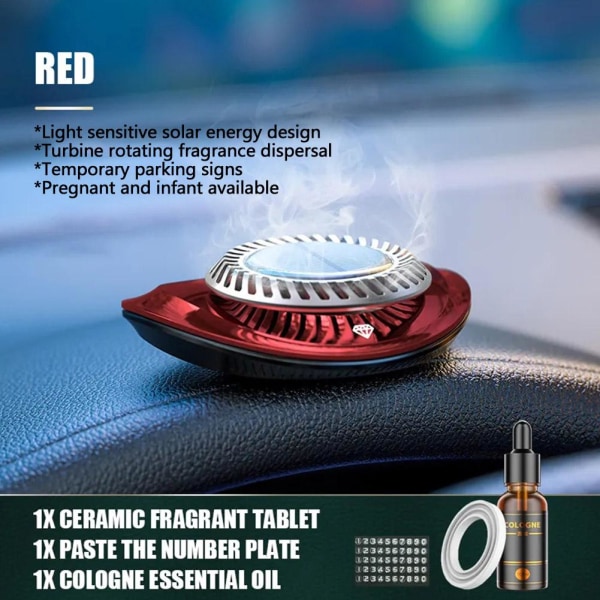 Bil SUV Air Freshener Solenergi Roterande Aromaterapi Parfym red