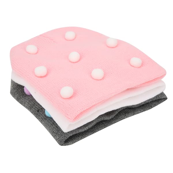 3 stk. Strikket Hue Vinter Efterår Elastisk Sød Hue Hat til Børn Kid Spædbarn BabyPink + Grå + Hvid Strikket Hue