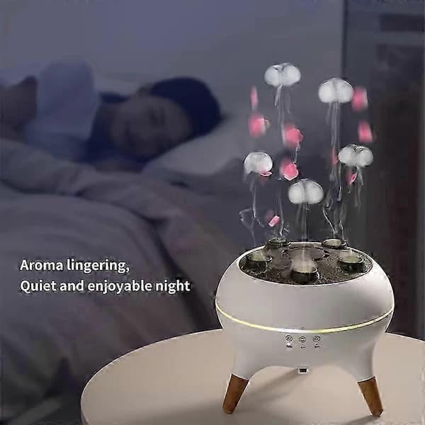 Flamaromaterapi eteriska oljediffusorer, luftdiffusor/luftfuktare, för hem, sovrum, stort rum fjärrkontroll sovrum med 7 färgglada nattlampor EU Plug