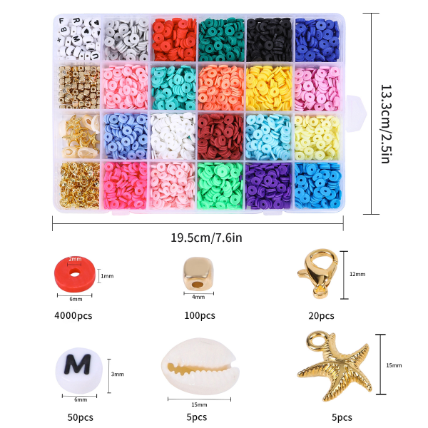 Blødt keramikhalskæde i æske Armbånd DIY-smykker Tilbehørssæt med perler i skiver - Farve3