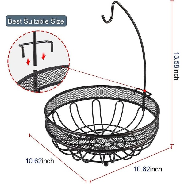 Fruktkorg - Med bananhållare - Fruktkorg med metallvåningar Bänkskivadekoration - Brons Fruktförvaring