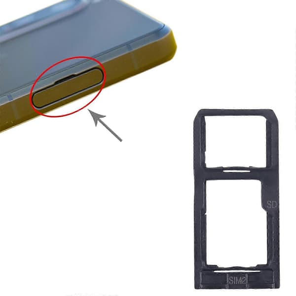 (Ny) Til Sony Xperia 1 III KOMPATIBEL SIM-kortbakke + SIM / Micro SD-kortbakke (Sort)