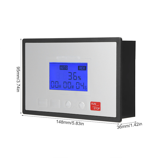60A 10-55V DC Børstemotor Hastighetskontroller Digital LCD Sakte Start Stopp Timer Reversibel