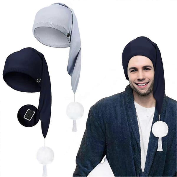 Unisex nattmössa med pompom, justerbar enfärgad elastisk design, termisk mössa för kallt väder, höst- och vintermössa Navy Blue