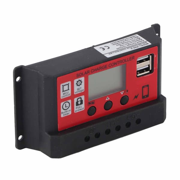 Solar Charge Controller Justerbar Solpanel Batteri Intelligent Regulator med LCD-display 12V 24V10A