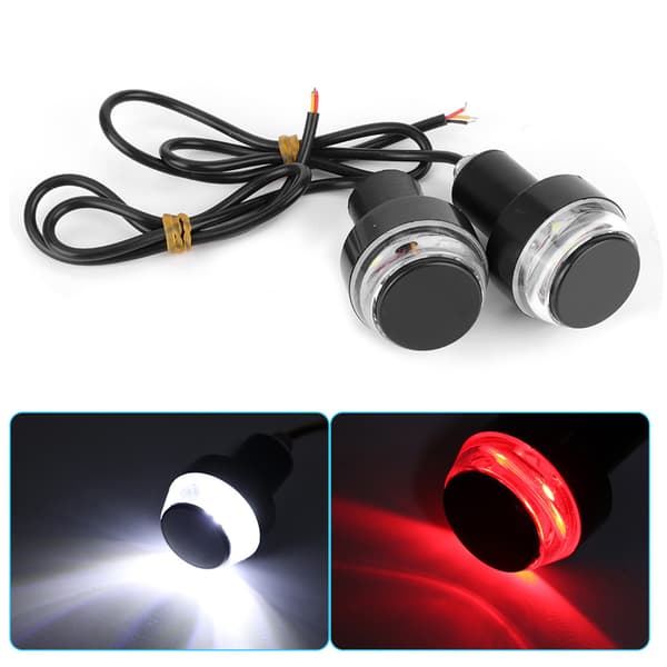 2 stk. LED Motorcykel Styrlys Greb Blinklys Bar End Plug Lampe Rød