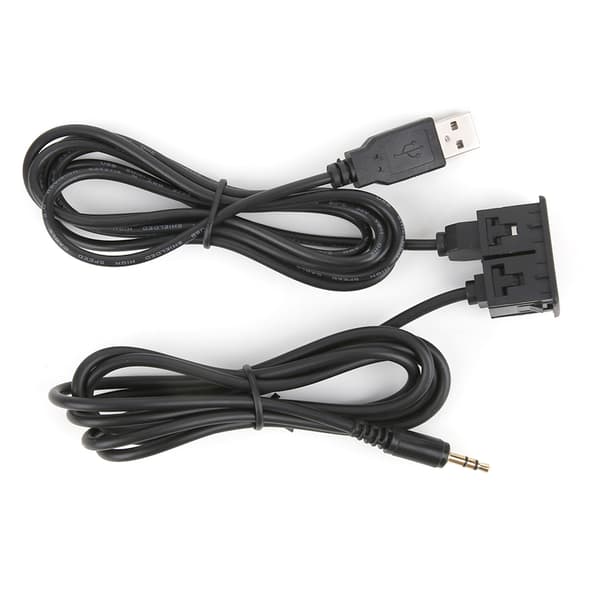 3,5 mm AUX-forlengerkabeladapter, innfelt USB-port, hodetelefonkontakt, panelmontering for bil og båt