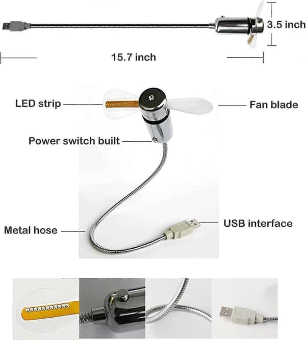 LED USB-blæser, ny kreativ programmerbar USB-drevet bærbar blæser, mini svanehals DIY-meddelelsesblæser til bærbar computer og computer - farverige lys - god