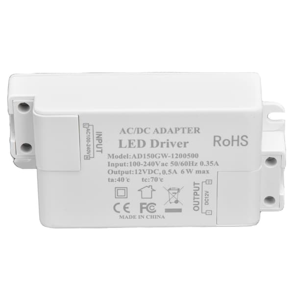 LED-drivrutin ingång AC100‑240V 0,35A utgång DC12V 0,5A 6W LED-transformator för badrum
