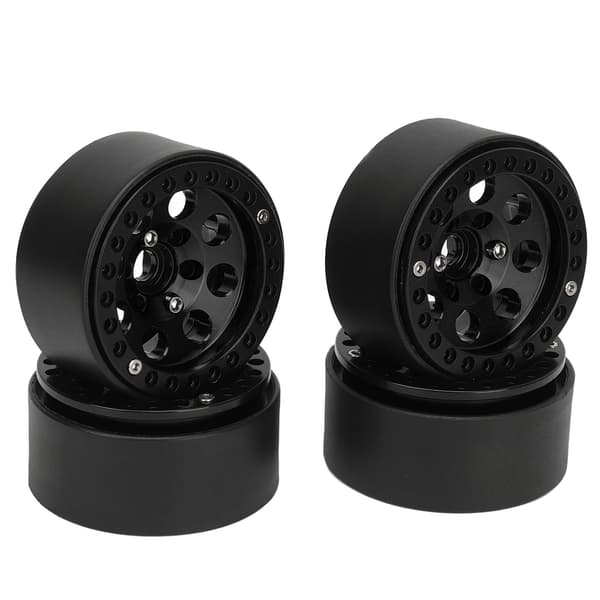 4 stk. 1,9 tommer RC bil hjulfælg nav i aluminiumslegering til Axial SCX10 II III Sort Stabil