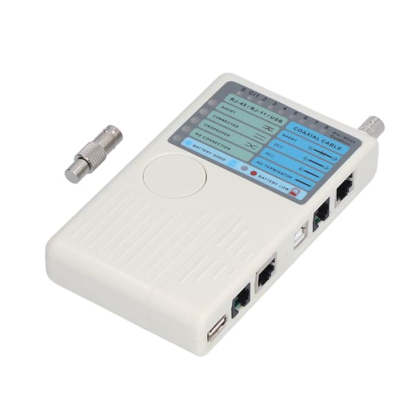 Nettverkskabeltester 4 i 1 Multifunksjonell Koaksial Kabeltester for RJ45 BNC RJ11 USB