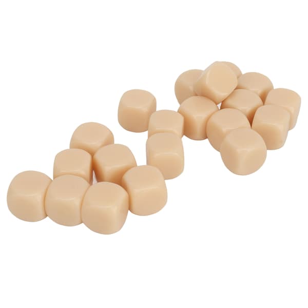 20 Rundade Hörntärningar 16mm Tomma Beige Plast Brädspel Fest Lärleksaker