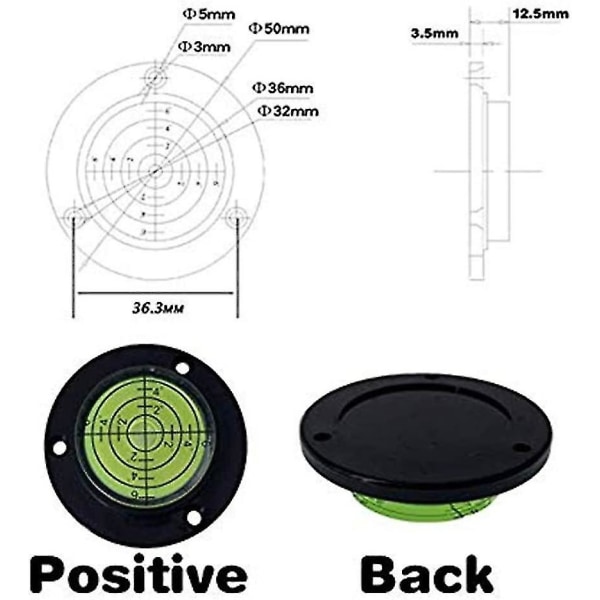 4-pack 50 mm universal horisontellt vattenpass - horisontellt kulinstrument - lokaliseringshål genom (50 x 13 mm)