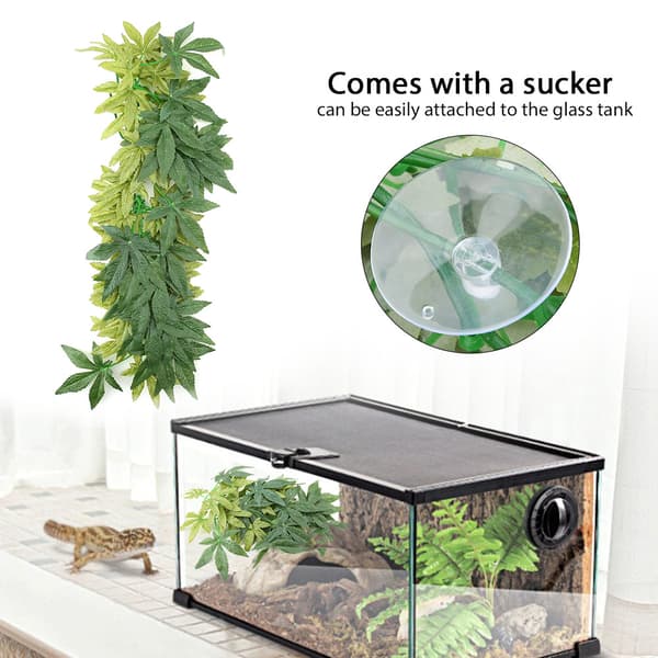 Kunstig grøn plante til akvarium og reptil terrarium - 50 cm længde