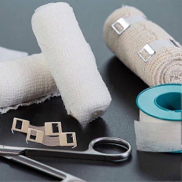 100 st elastiska bandageklämmor Bandagefäste Hållare Bandagefixeringsspänne Light Brown 3.50X1.60X0.20CM