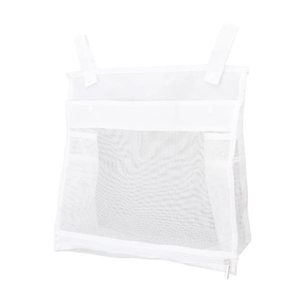 Baby Mesh Badelekeorganisator Stor Kapasitet Trykknapp Glidelås Oppbevaringspose Hvit