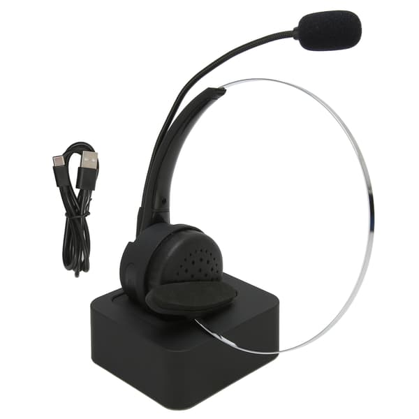 Bluetooth Monaural Brusreducerande Företagsheadset med Mikrofon Justerbar Volym Laddningsstation
