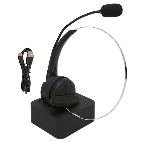 Bluetooth Mono Brusreducerande Headset Justerbart Företagsheadset med Mikrofonladdningsbas